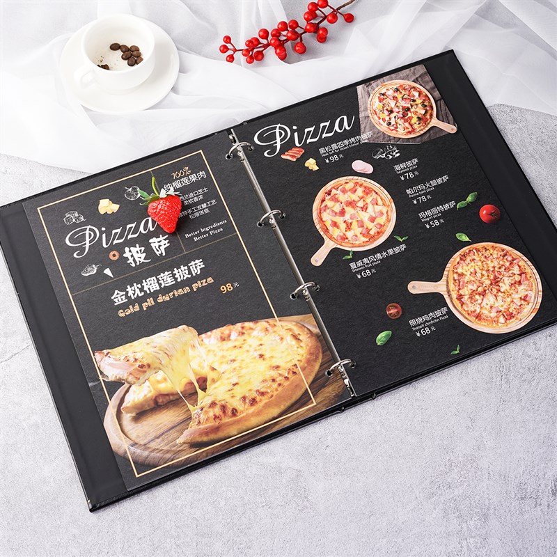 极速菜谱设计制作点菜本皮面活页精装价目表网红R创意中餐西餐日