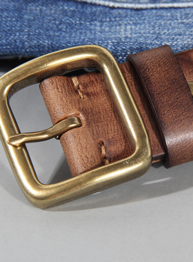 极速3.8cm eBelt Male Leather Copper Buckle Handmade First Pu