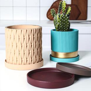 极速花盆底座圆形陶瓷多肉托盘办公室接水盘盆景垫底W金色底座加