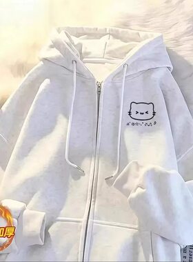 男女童开衫拉链连帽卫衣纯棉初中生卡通中大童秋冬防风保暖外套潮
