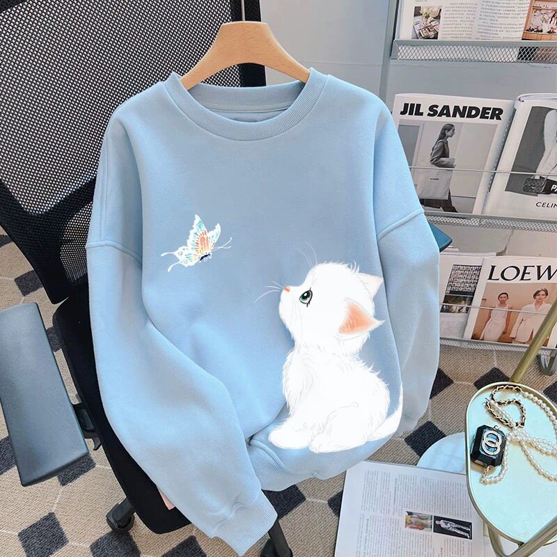 圆领卫衣男女童2026新款猫咪儿童春秋冬装中大童打底衫上衣外套潮