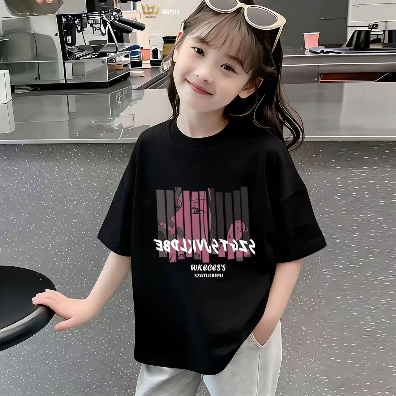 动漫卡通儿童纯棉短袖t恤少女童一家三口四口亲子装减龄情侣体恤