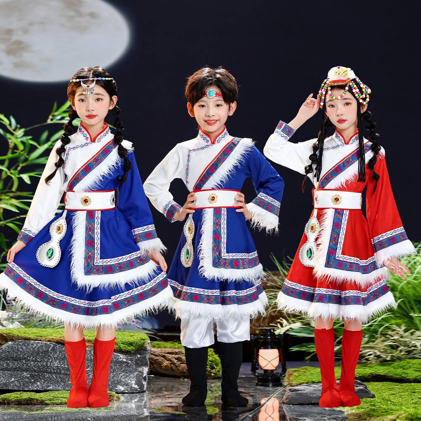 藏族舞蹈演出服儿童少数民族服装