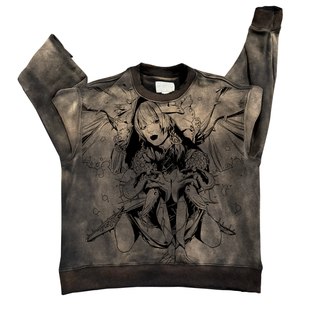 MELANIN 黑色素刺青圆领卫衣男喷墨直喷工艺上衣潮牌美式宽松男女