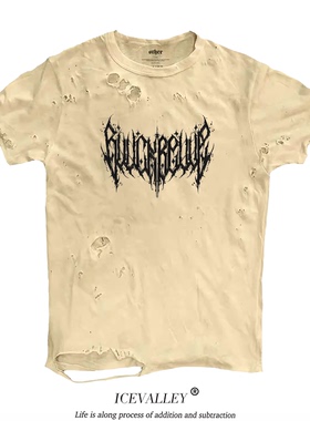 MELANIN 黑色素刺青 重金属heavy metal印花鬼马暗黑破洞短袖T恤