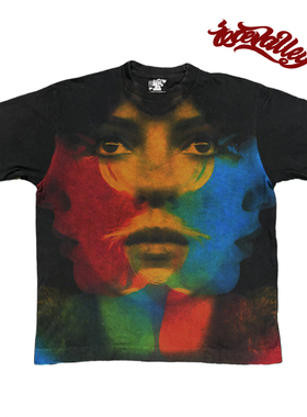 MELANIN 哥特摇滚赛博朋克重影人像短袖美式重磅宽松T