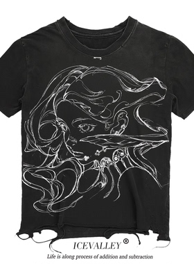 MELANIN 黑色素刺青 插画甜心渐变色彩阿美咔叽洛可可破坏短袖T恤