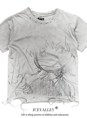 MELANIN 黑色素刺青 动漫甜心洛可可克苏鲁印花轻朋克短袖T恤日系