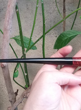 意大利石楠木实木中号微弯号角烟斗9MM长杆长柄读书阅读斗送配件