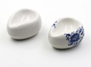 烟斗专用青花斗架 裂纹托斗架椭圆 陶瓷烟斗展示架底座单个斗架