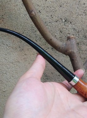 意大利石楠木根中号经典弯阅读斗男士女士烟斗9MM加长嘴长杆长柄