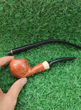 意大利进口石楠木根 手工一斗二嘴长柄阅读斗龙抓蛋烟斗9MM送配件