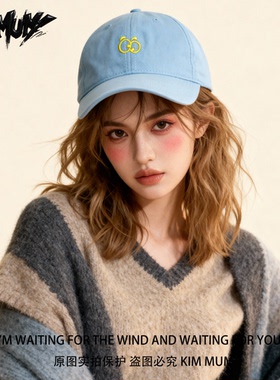 KimMumy韩版可爱表情包刺绣棒球帽子男女春秋百搭学院风鸭舌帽潮