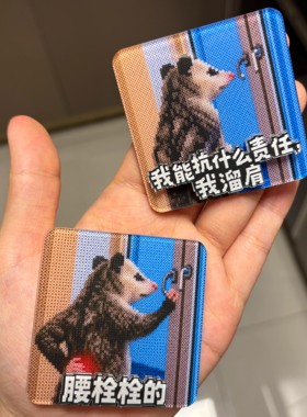 原创负鼠拼豆磁吸换字减压冰箱贴