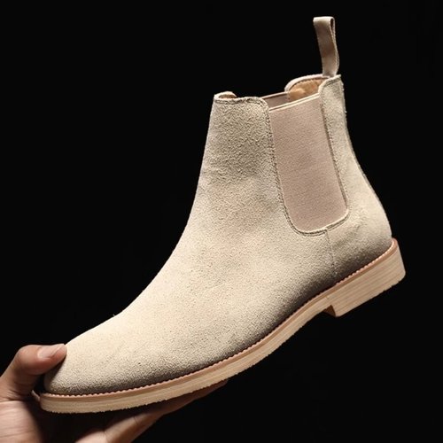 马丁靴男中帮冬季加绒2025新款短靴英伦覆古高帮男士切尔西靴真皮