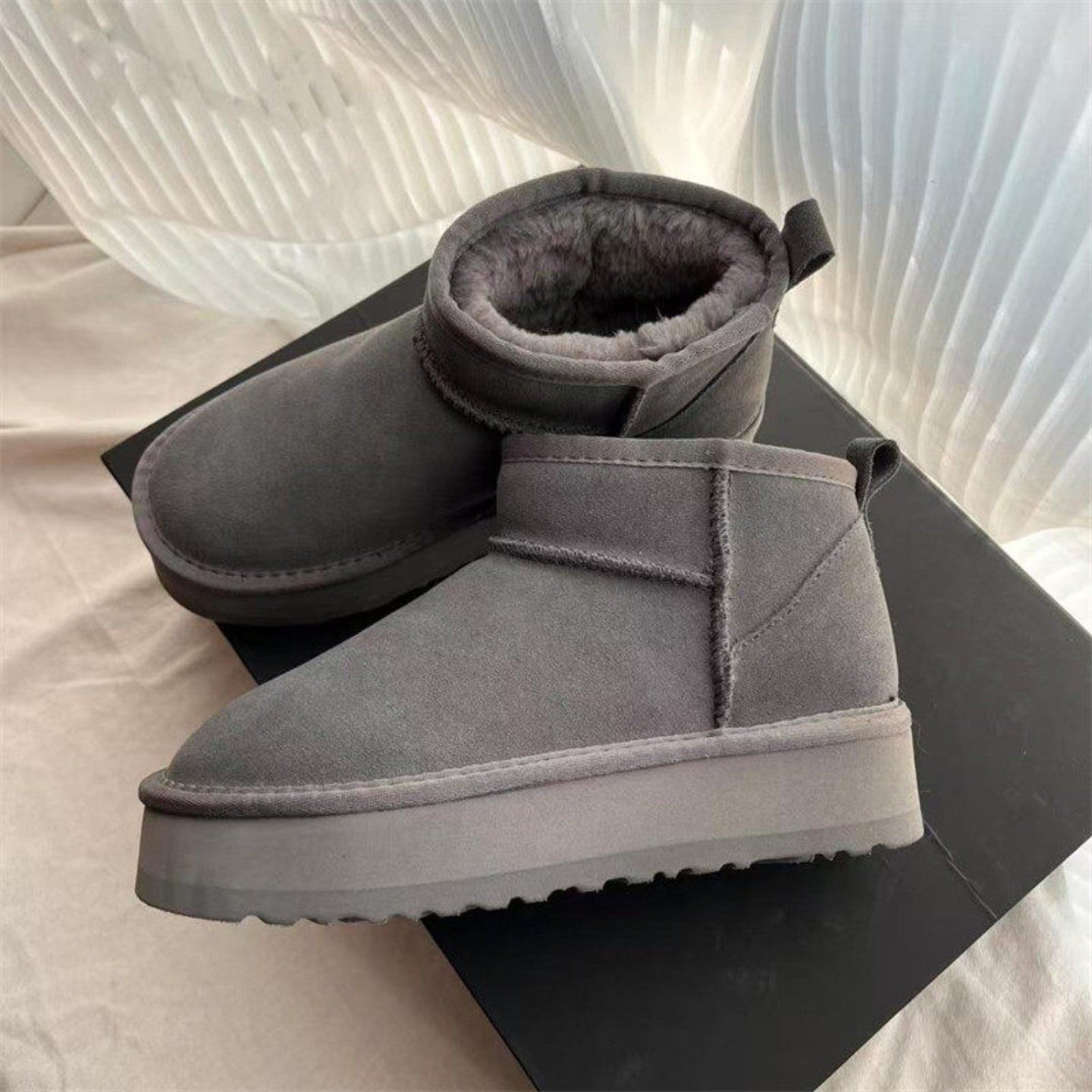 正品灰色加绒加厚雪地靴男2026冬季新款防寒厚底增高皮毛一体棉鞋,流行男鞋,时尚雪地靴,淘宝优惠券,粉丝福利购,淘宝优惠卷