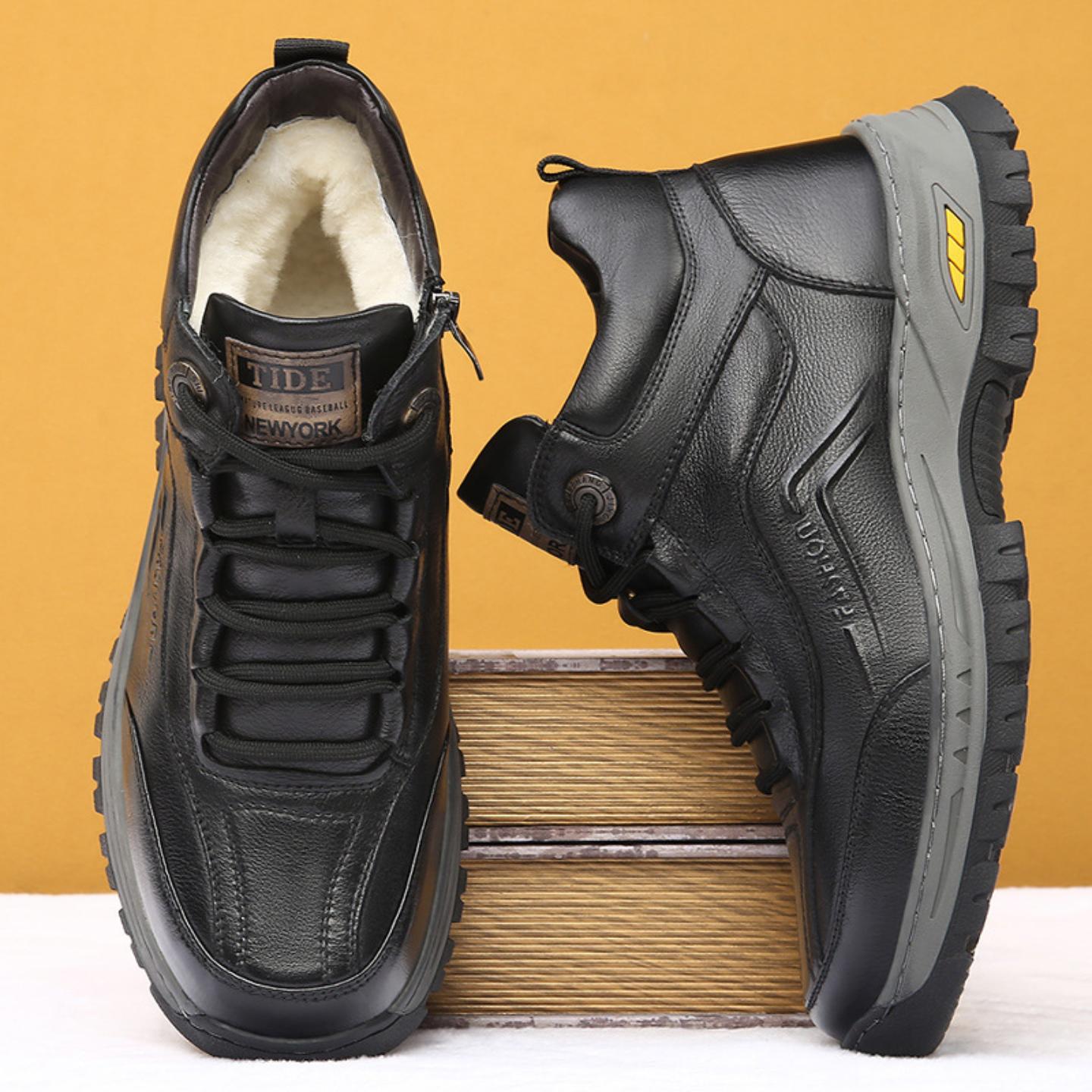 头层牛皮男款保暖加绒加厚雪地靴