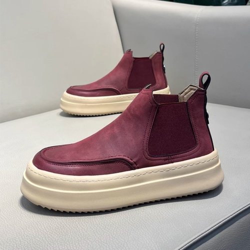 马丁靴男中帮冬季加绒2025新款软皮短靴英伦风高帮男士切尔西靴子