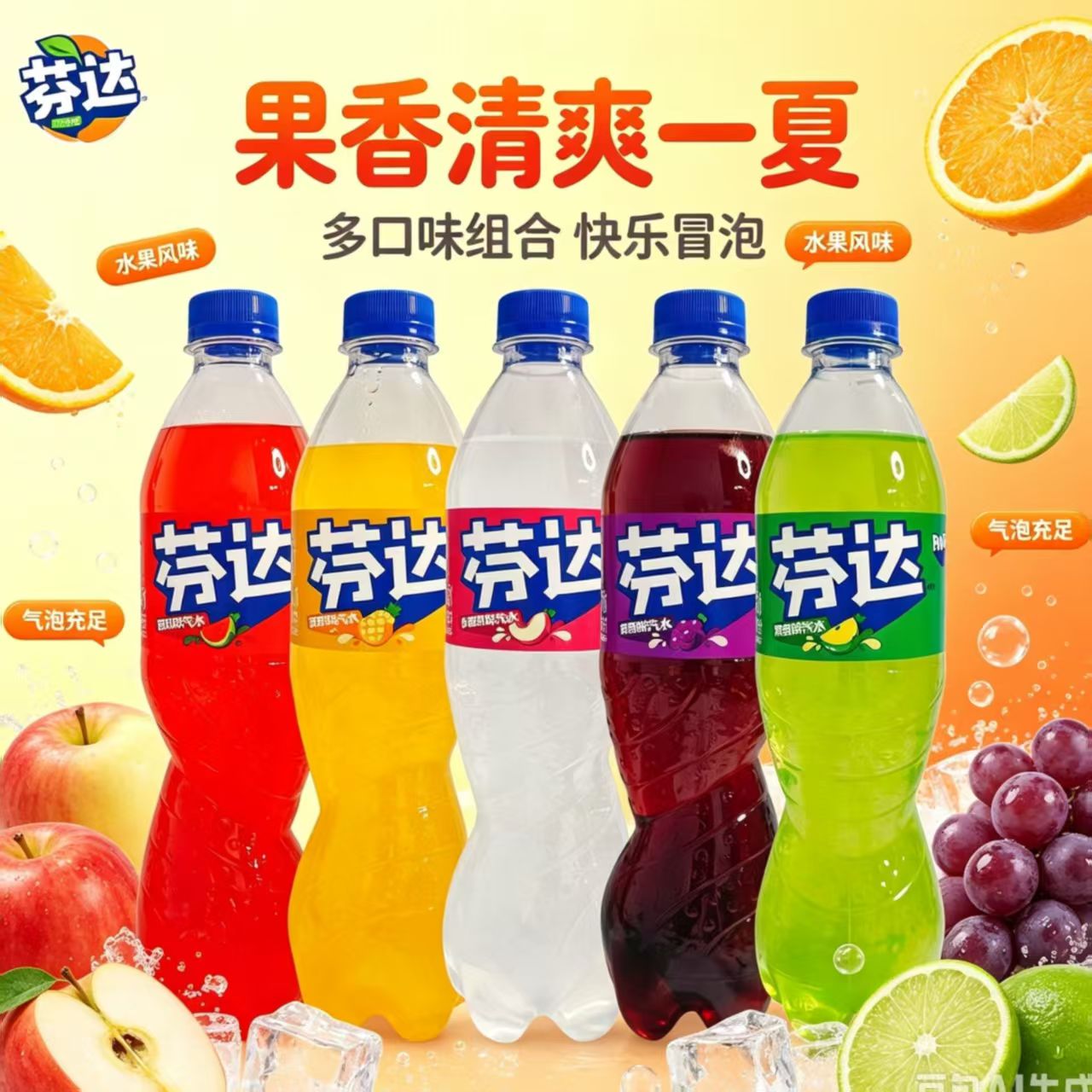 芬达果味碳酸饮料500ml瓶装特价
