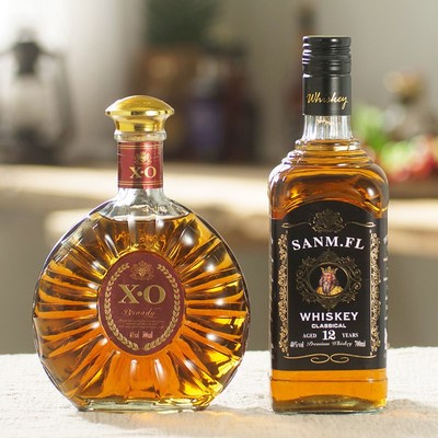 洋酒SANM·FL白兰地XO500ml威士忌700ml套装组合高度烈酒基酒