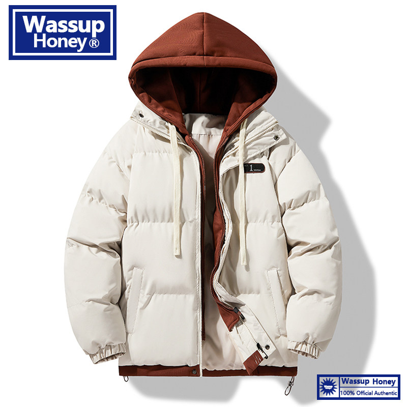 WASSUP Honey学生棉服男女款秋冬季宽松假两件棉衣男款棉袄外套潮