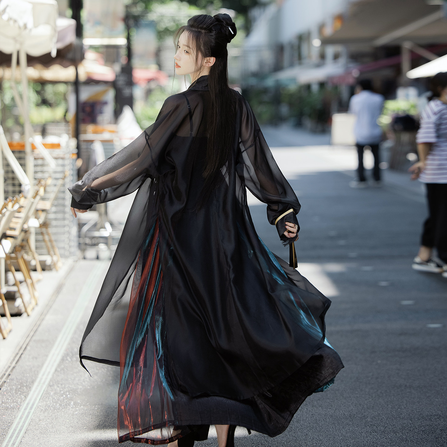知则汉元素宋制长褙子吊带百迭裙春夏女幻色下裙汉服【曜变天目】