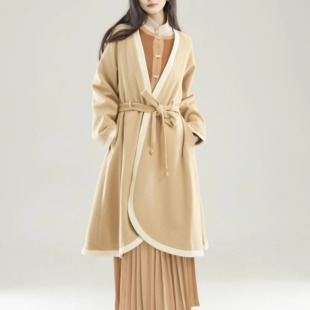 洛北思 百搭舒适双色一步一想 素大衣改良褙子修身 知则原创汉元