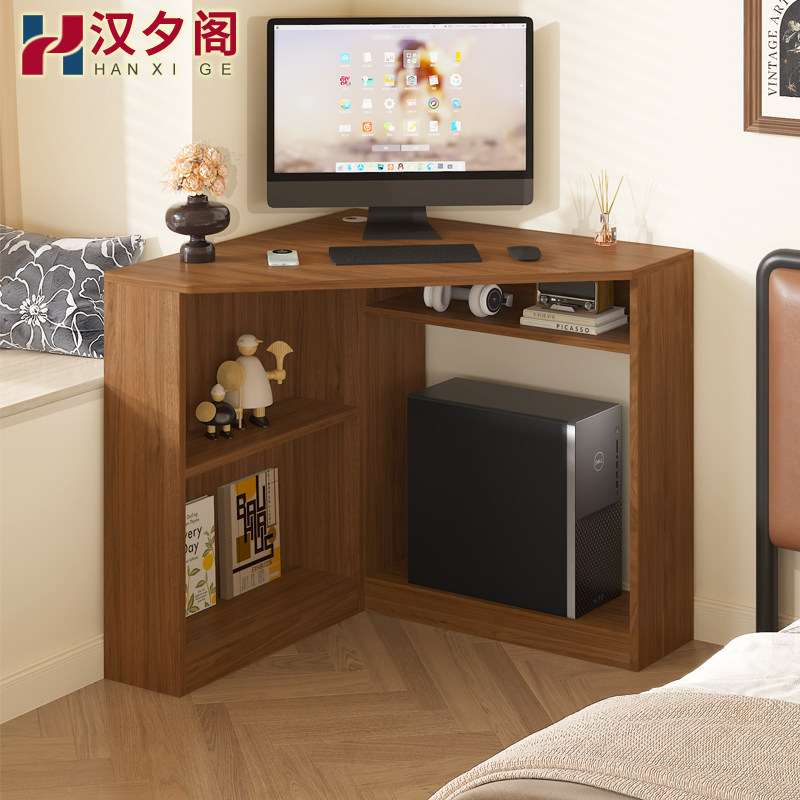 实木电脑桌台式家用卧室拐角书桌柜新型床头写字桌储物柜一体9L83
