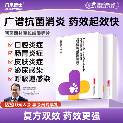 爪爪博士阿莫西林克拉维酸钾猫咪狗打喷嚏咳嗽感冒猫口炎泌尿感染