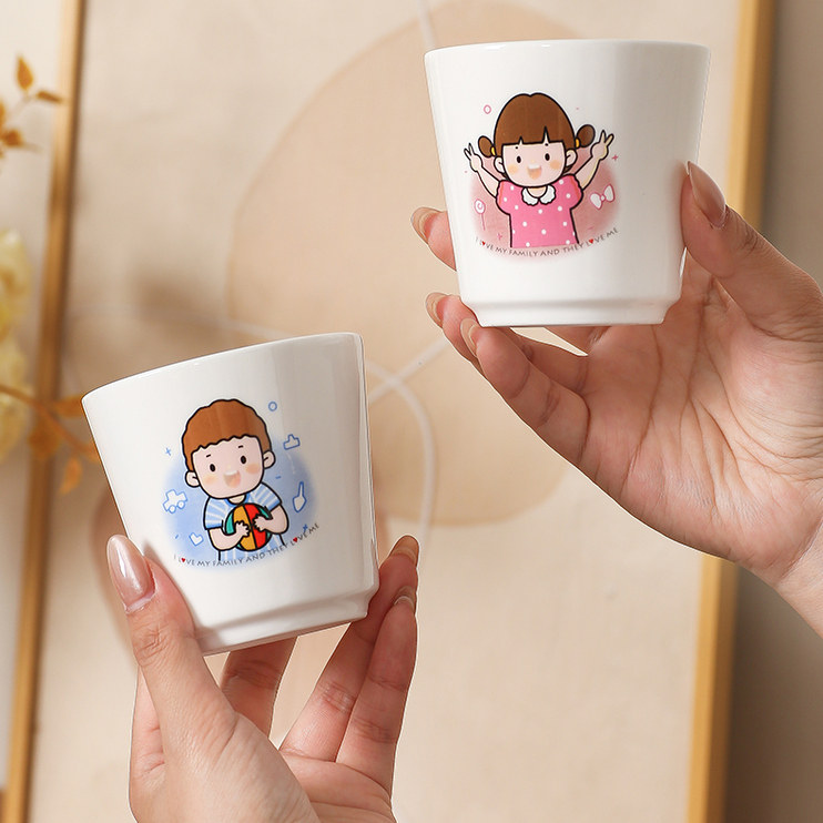 幼儿园儿童小水杯牛奶杯子陶瓷可爱卡通家用男女童喝水杯小号迷你