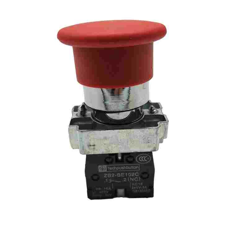 银点22MM孔径XB2-BC42蘑菇头点动自复位按钮开关ZB2-BE102C一常闭