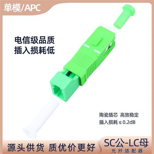 光纤转接头SC/APC公-LC/APC母耦合器/单模大方转小方红光笔转换头