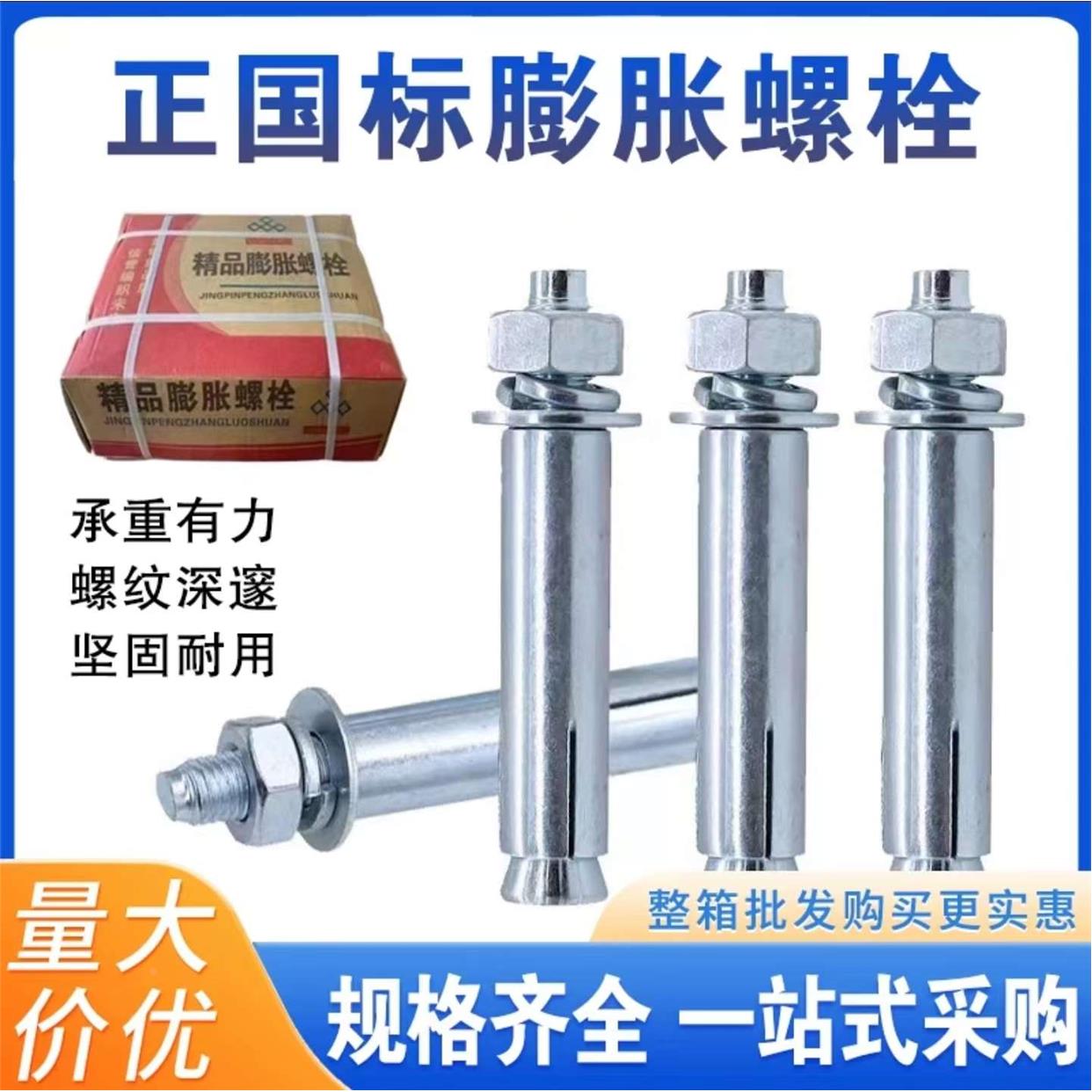 国标膨胀螺丝大全镀锌加长外膨胀螺栓拉爆铁膨胀管M6M8M10M12M18