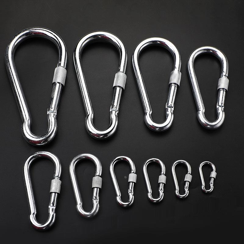 镀锌挂保险链条挂扣圈挂钩遮阳网母不锈钢扣登山户外带锁母扣扣带