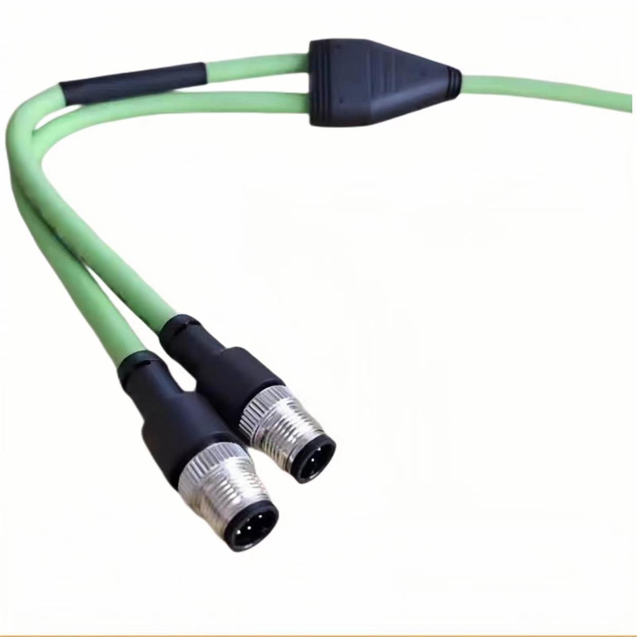 M12Y型连接器M8三通航空插头一出拖分二三四五六电源线分线器