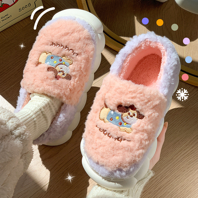 包跟棉拖鞋女士秋冬季2025新款室内家居厚底加绒保暖情侣棉拖男款