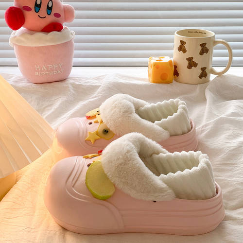 【可拆卸】ins清爽星星苹果舒适棉拖秋冬季女士居家外穿保暖棉鞋