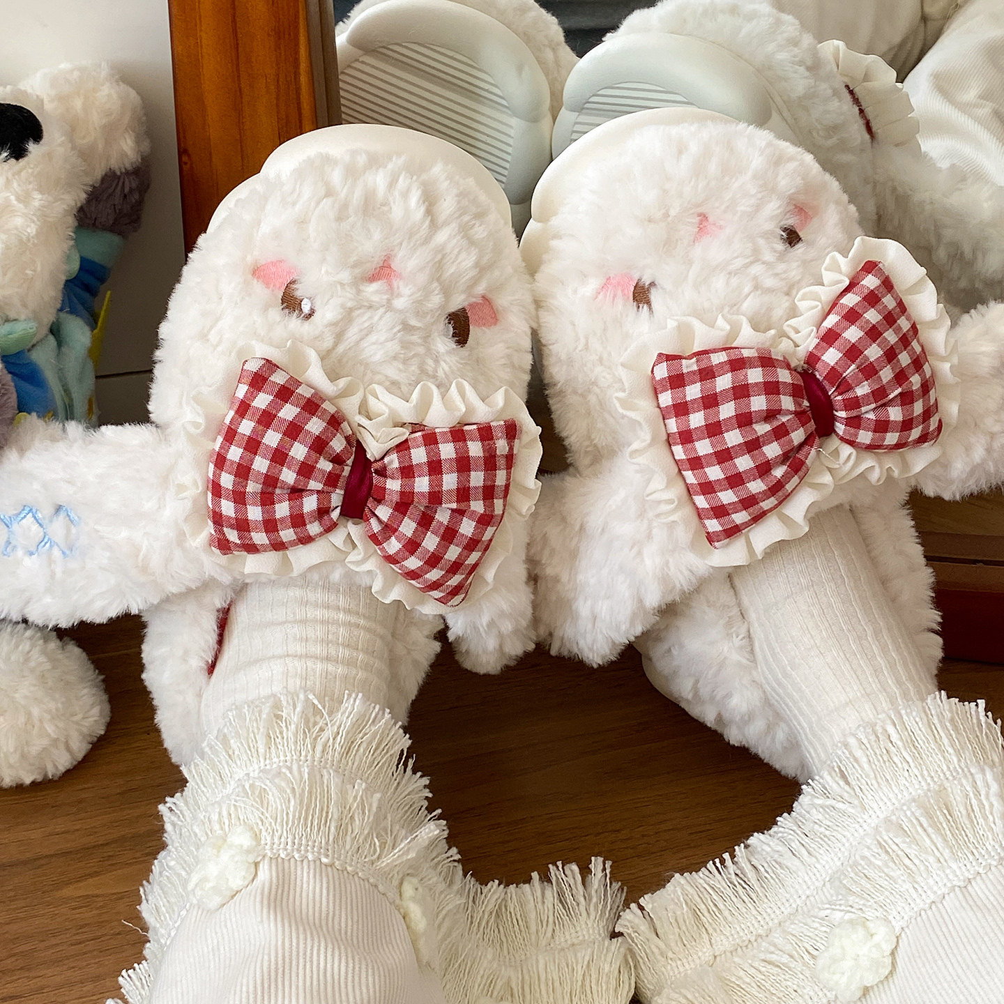 包跟棉拖鞋女士秋冬季2025新款可爱蝴蝶结兔子居家保暖厚底棉拖鞋,居家布艺,居家棉拖/棉鞋,淘宝优惠券,粉丝福利购,淘宝优惠卷