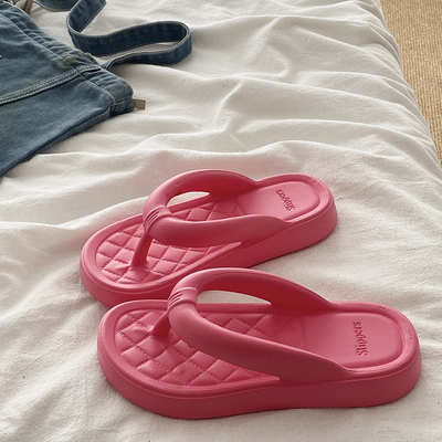 纯色厚底外穿踩屎感人字拖鞋女款宿舍夏季居家室内EVA防滑凉拖