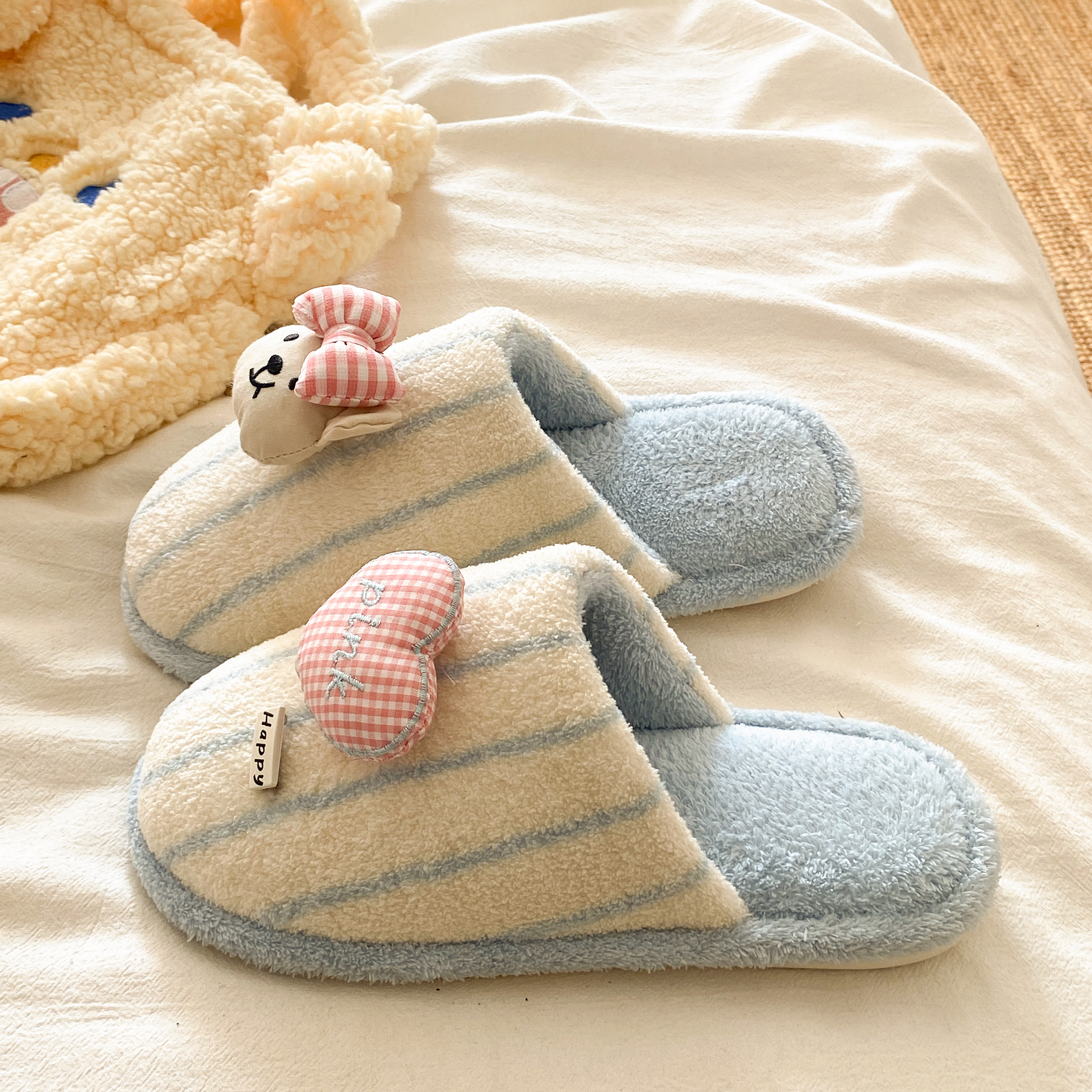 居家室内防滑保暖包头鞋2025款秋冬季爱心小狗时尚百搭棉拖鞋女生