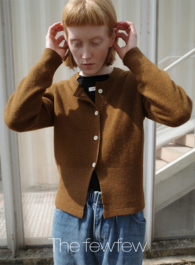 The fewfew 羊毛牦牛绒混纺舒适保暖双层不对称领口针织开衫毛衣