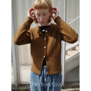 毛衣 羊毛牦牛绒混纺舒适保暖双层不对称领口针织开衫 The fewfew