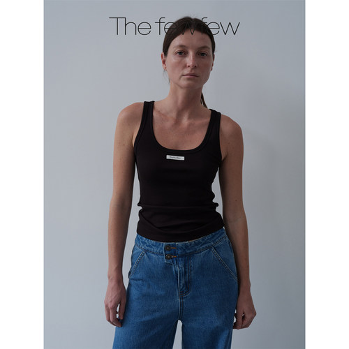 The fewfew 长绒棉混纺螺纹肌理舒适亲肤U型领logo标内搭坦克背心