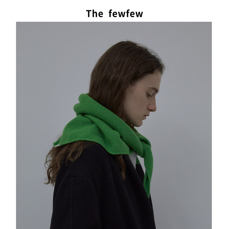 The fewfew羊毛舒适柔软亲肤百搭三角纯色针织小方巾围巾