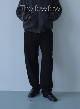 The fewfew 黑色TR面料脚口开衩设计百搭中高腰抽绳松紧腰休闲裤