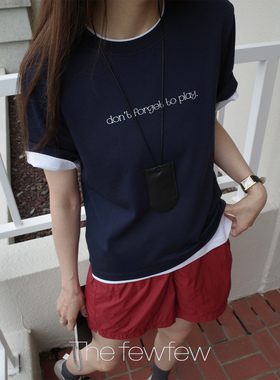 The fewfew 纯棉原创主题印花正肩圆领休闲基础百搭短袖T恤