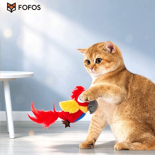 FOFOS两只福狸发声小鸟猫玩具逗猫棒猫薄荷仿真自嗨解闷猫咪玩具