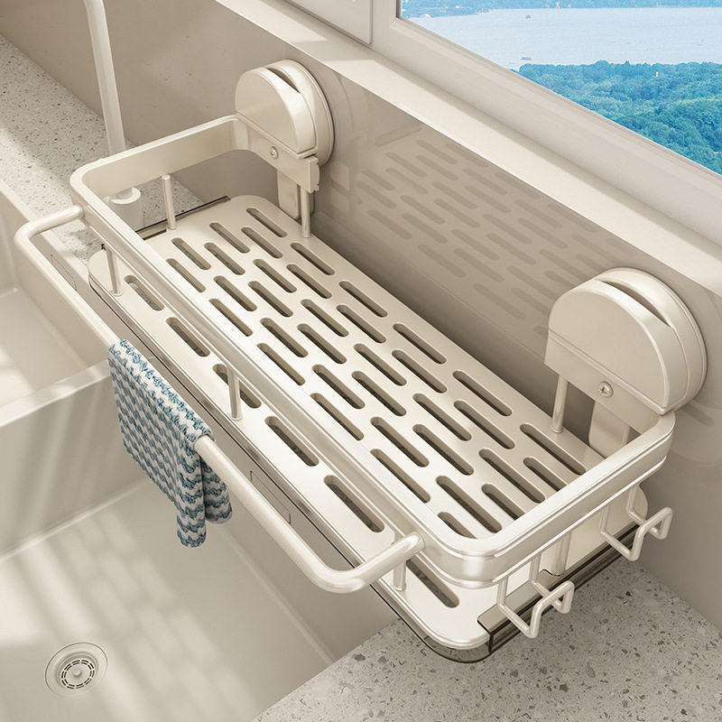 吸盘厨房置物架抹布收纳沥水架免打孔壁挂调料架子水龙头水槽