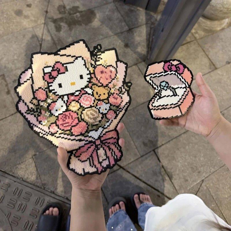 拼豆成品花束郁金香向日葵康乃馨玫瑰花七夕情人节生日礼物女友