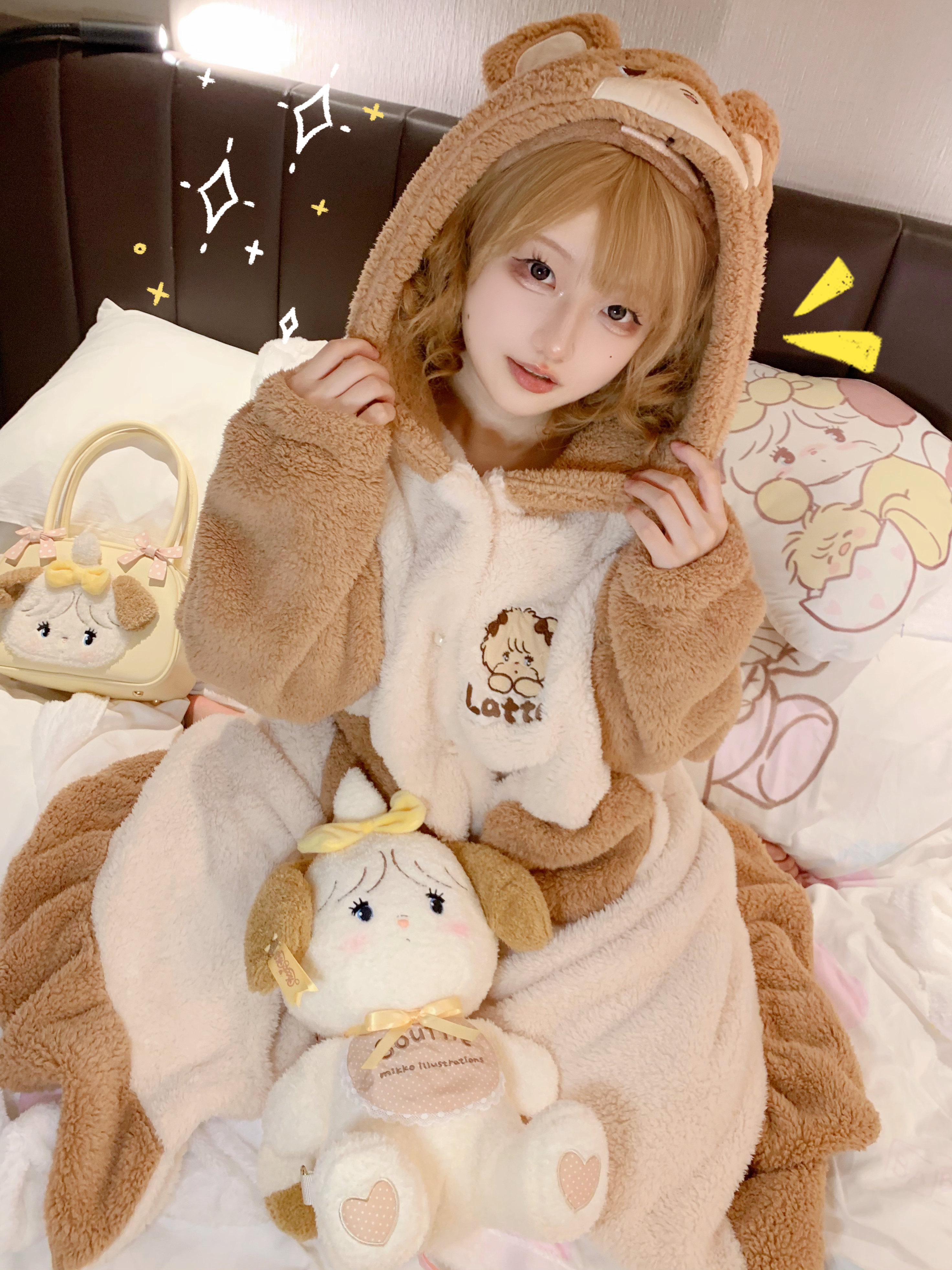 mikko联名睡衣可爱小熊长袖秋冬珊瑚绒保暖家居服睡袍女绵羊商店